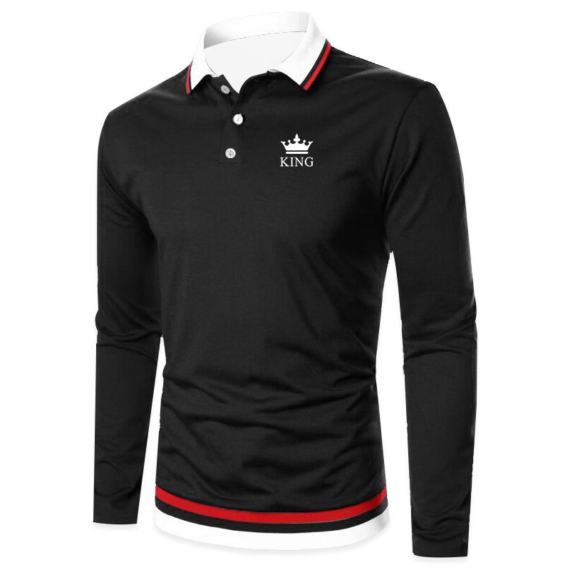 

Мужская одежда Весенне-осенняя модная рубашка-поло с длинными рукавами и лацканами, мужские повседневные спортивные топы, рубашка-поло.