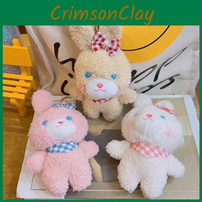 Rabbit Keychain Teddy Cute Cartoon Plush Toy Girls Kid Backpack Hanging Ornament
