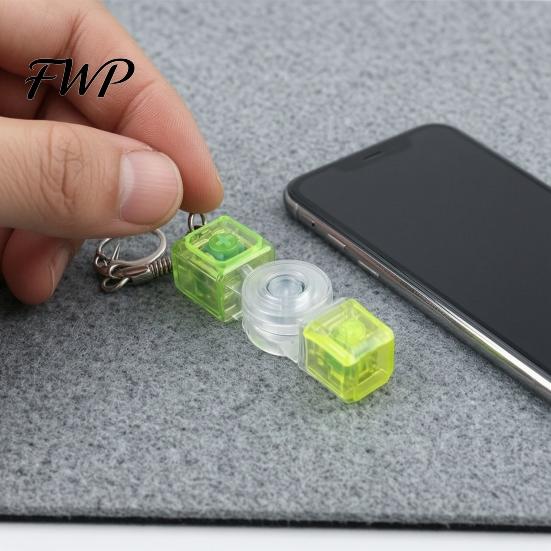 Clicky Mechanical Keyboard Toy LED Light-up Fidget Spinner Decompression Button Finger Clicker Glowing 2/3/4/5/6-Keys Keychain Stress Relief Desk