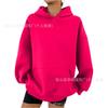 Womens Oversized Drop Shoulder Hooded Sweatshirt Casual Streetwear Long Sleeve Pullover In Solid Colors