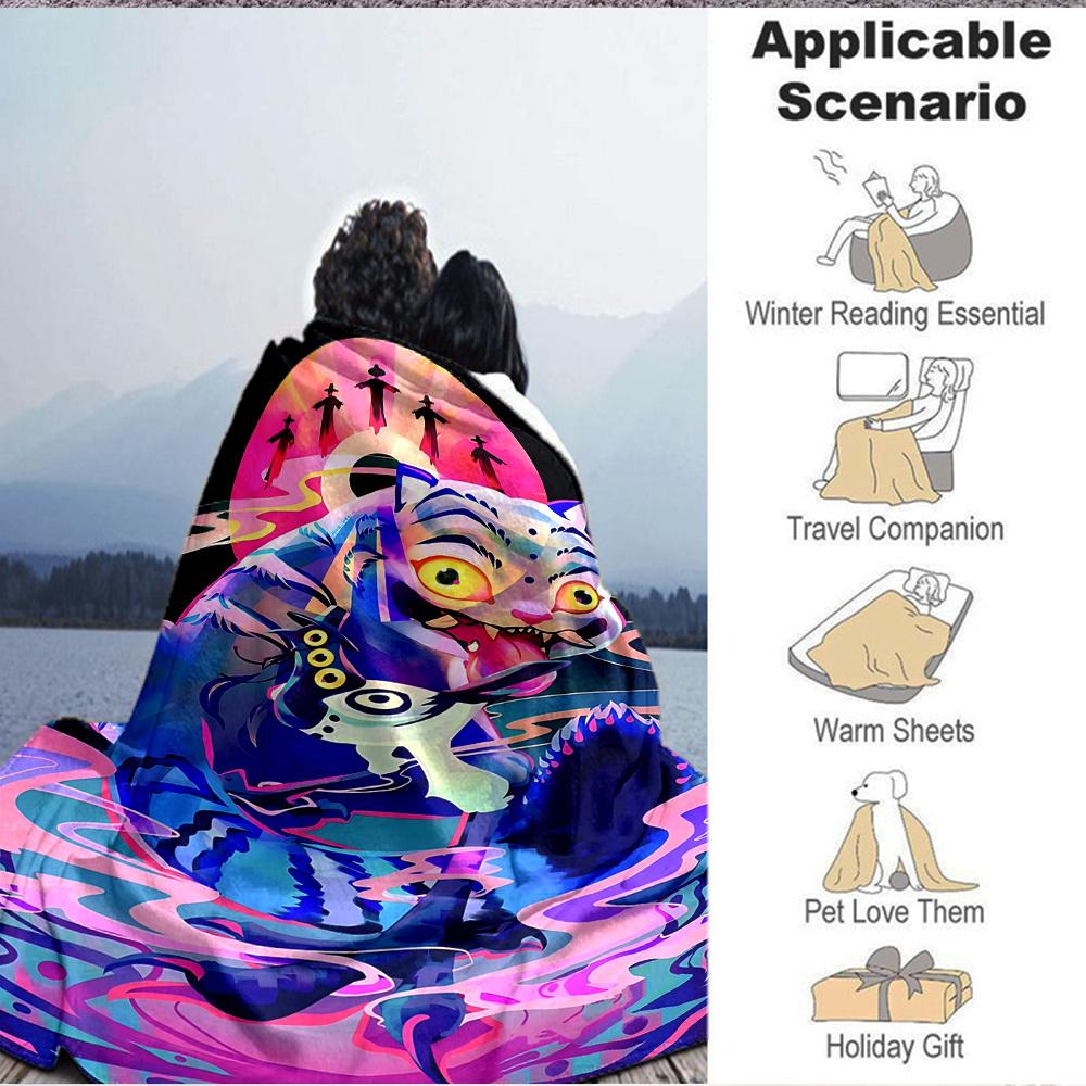 1PC K Pop Demon Hunters Blanket, Throw For Sofa, Bed, Travel, Camping, Livingroom,