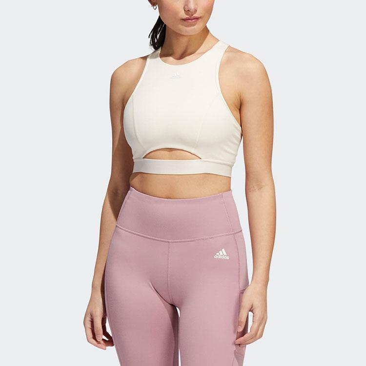 Adidas Solid Color Medium Intensity Sports Tank Top Women Tops White HE2116