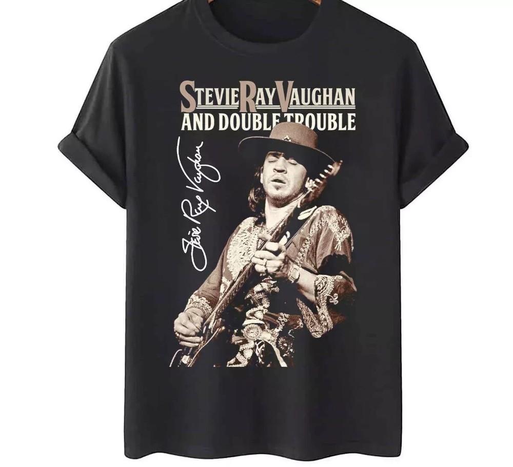 Stevie Ray Vaughan amp; Double Trouble Cotton Black Unisex Shirt SU90 Unisex T-Shirt XXL
