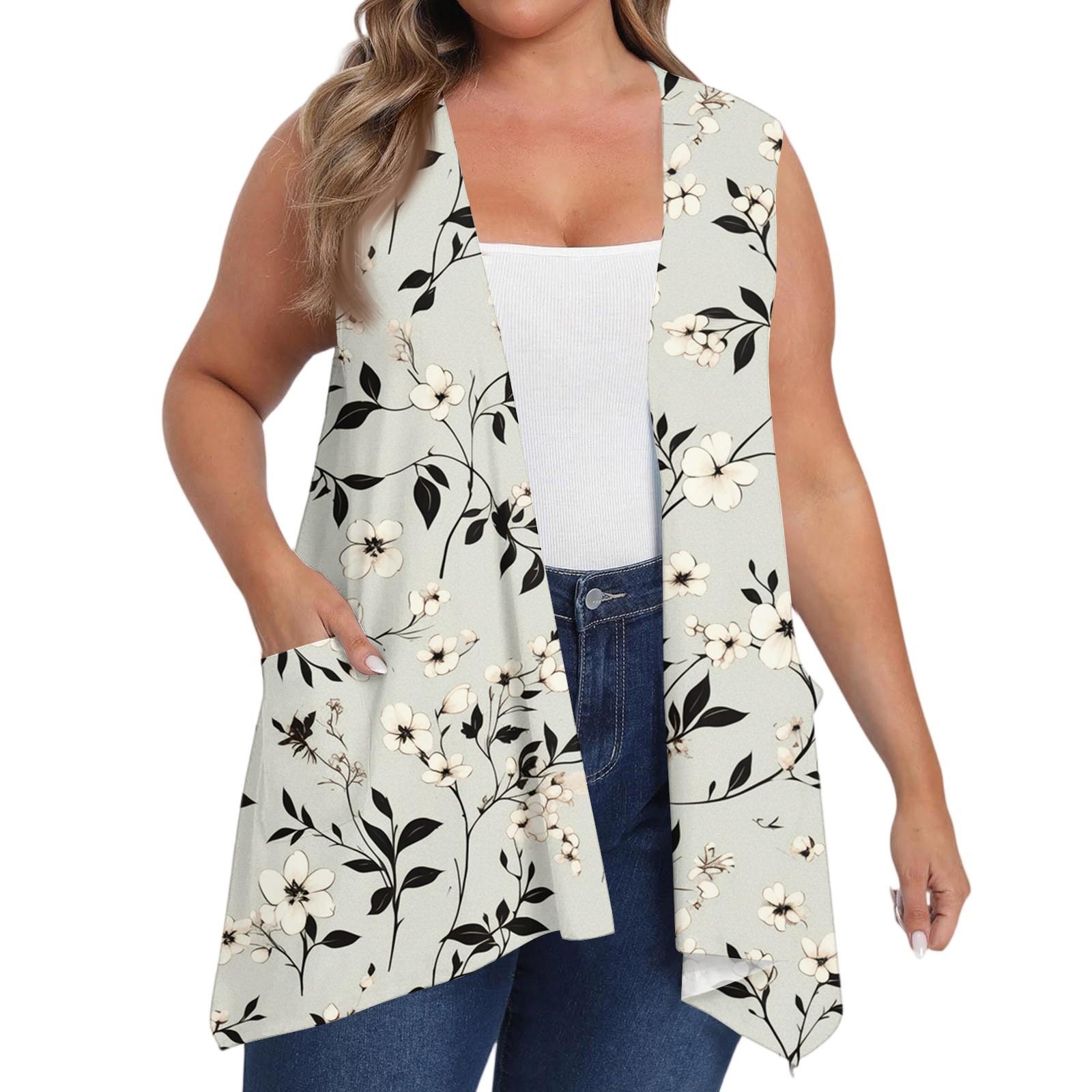 

Women s Oversized Loose Casual Printed Sleeveless Vest With Pocket Cardigan Jacket Cardigan Jacket XXXL