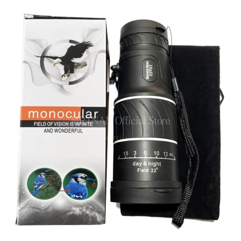 16X52 Monocular Telescope Optical Lens High Definition Handy Optics Scope Dual Focus Zoom 16X Binocular for Outdoor Camp Hunting