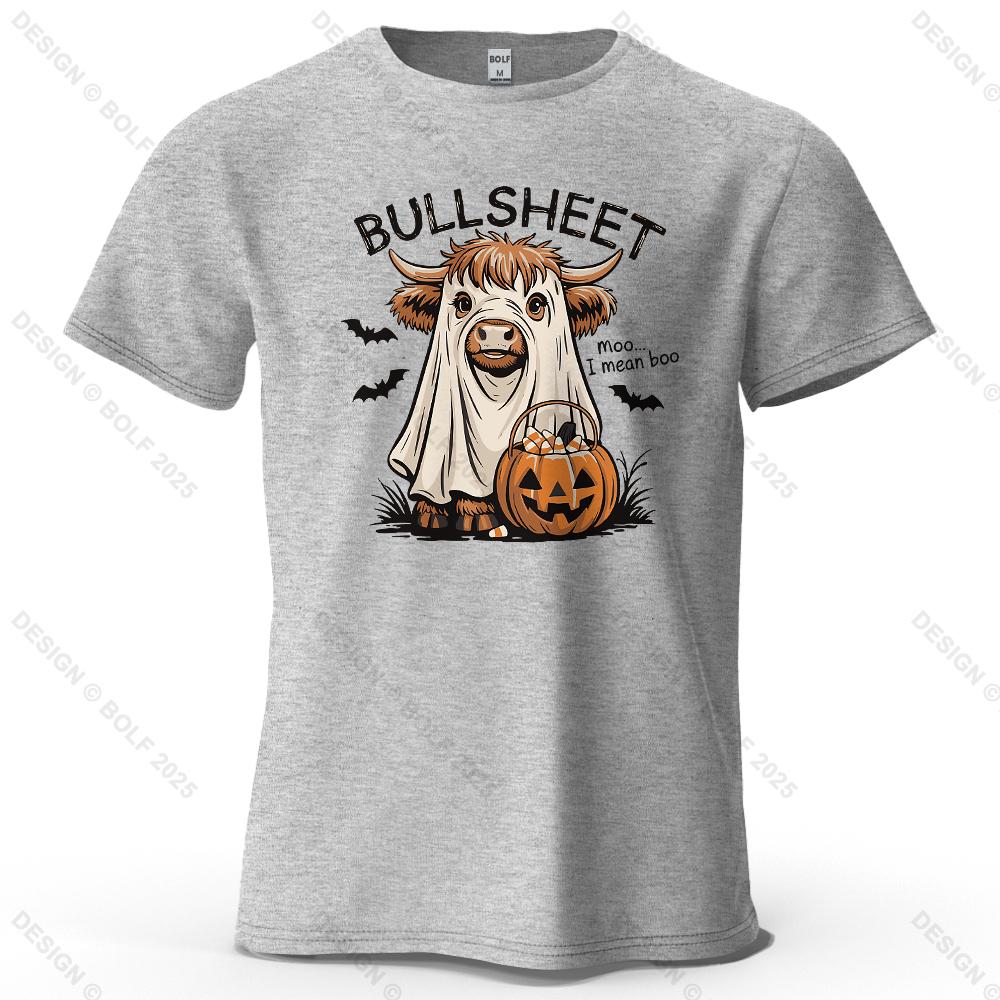 Pumpkin Ghost Cow Cartoon Printed Unisexs and Womens Fashion Trend Short Sleeve Summer New Soft Skin Friendly Casual Tshirt