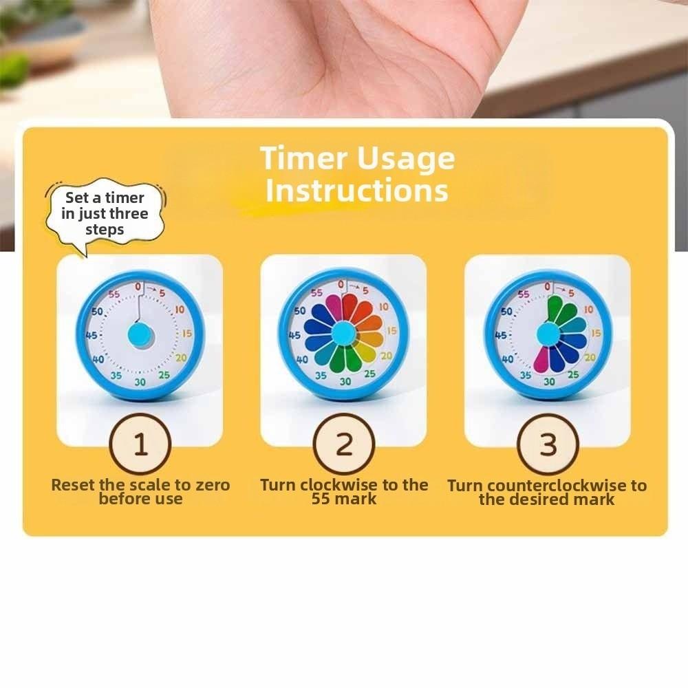 60 Minutes Countdown Alarm Clock Mechanical Kitchen Cooking Timer Visual Timer for Primary School
