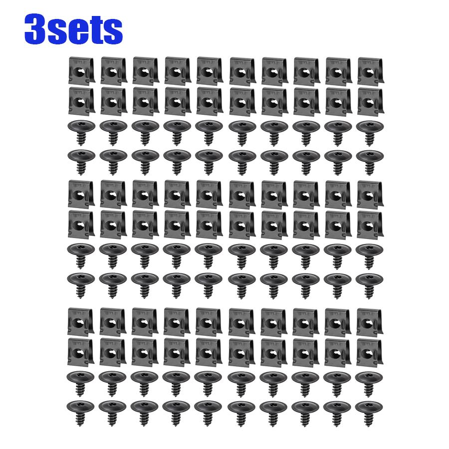 Bilsjälvskärande Skruvar Fästelement Metall U-klämmor Svarta Stjärnskruvshuvuden Omvandlingsdistanser för Fästning av Bilstötfångare Vingfästen