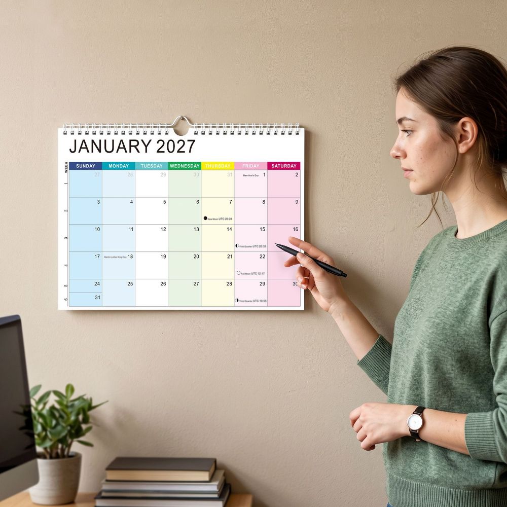 Jan. 2027 - June. 2028 English Calendar Holidays Marked Hanging Calendar Wall Calendar  Home