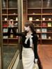 French Style Bow Lace Tie Long Sleeve Slimming Bodycon Top for Autumn and Winter