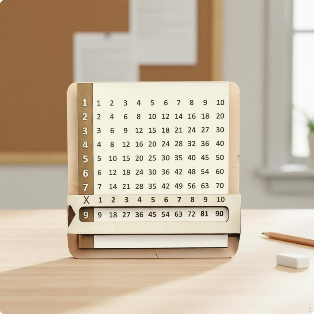 Sliding Multiplication Board Interactive Learning Math Practice Textured Wooden Times Table