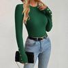 Women's Solid-color Round Collar Fashionable Knitted Sweater