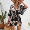 Women's Summer Leaf Print Half Sleeve Dress