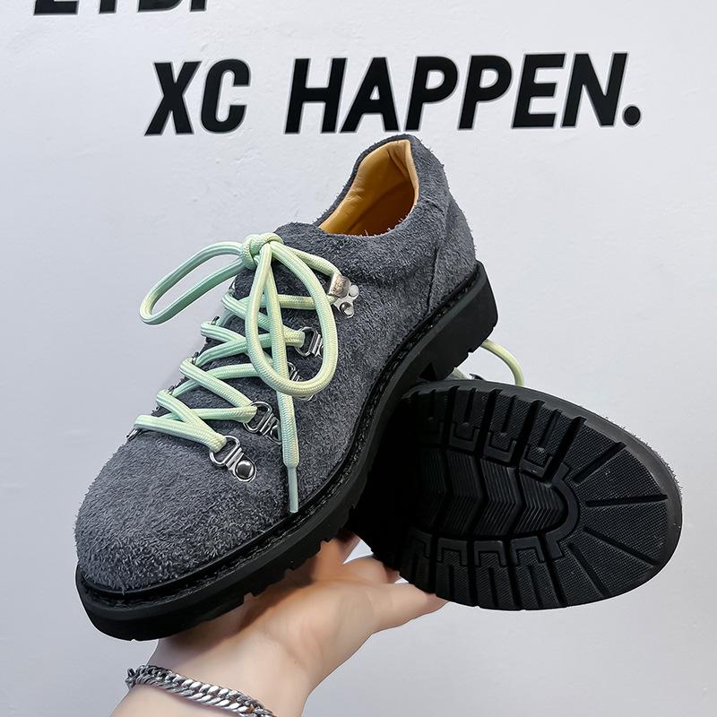 Pantofi Derby bărbați casual stil britanic stradă pantofi mici din piele bărbați 2024 nou negru pantofi cu vârf rotund val 66593-A