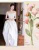 French tube top light wedding dress bride simple niche satin door yarn simple Mori white engagement dress dress