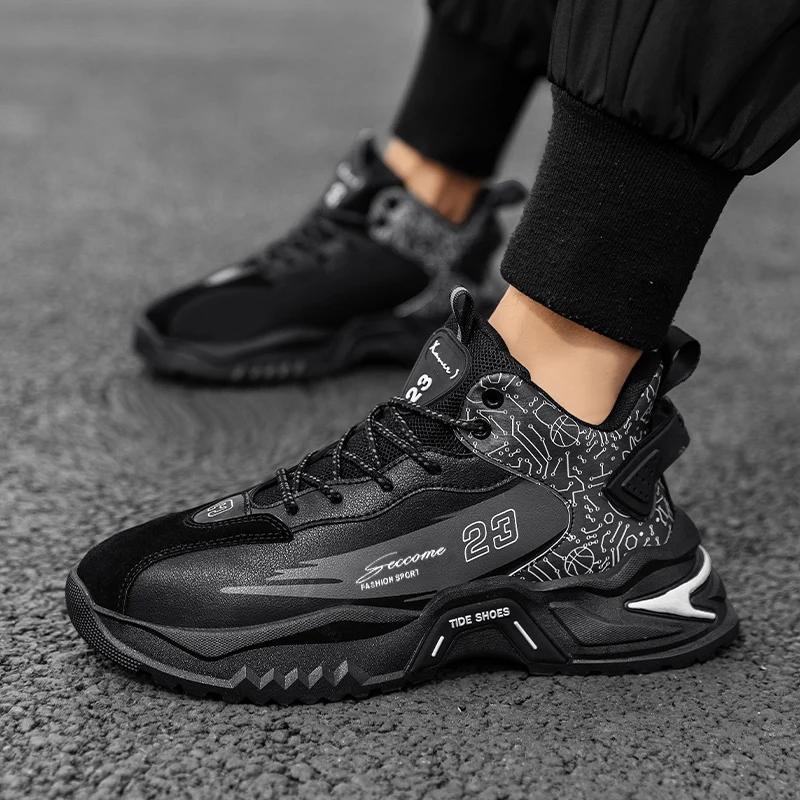 2024 Fashionable men's sports shoes for autumn lightweight wear-resistant anti slip running shoes casual thick soled white shoes