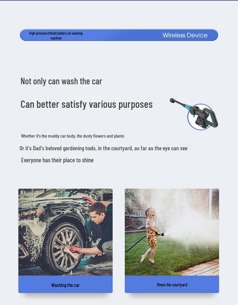 Rechargeable High-Pressure Brushless Electric Car Wash Gun