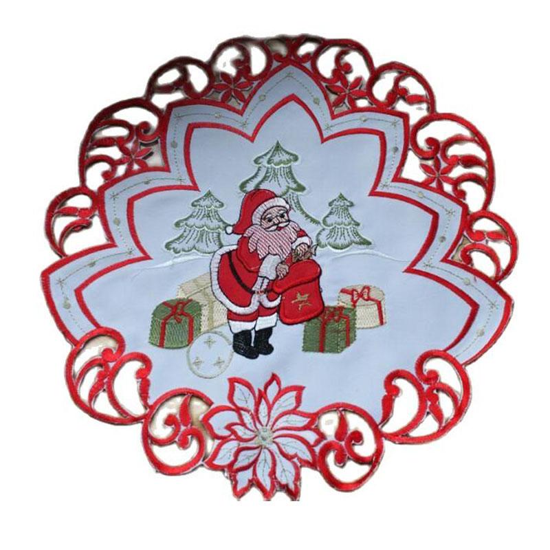 Europe Santa Claus Pattern Embroidery Table Place Mat Cloth Christmas Coaster Placemat Kitchen Table Decoration and Accessories