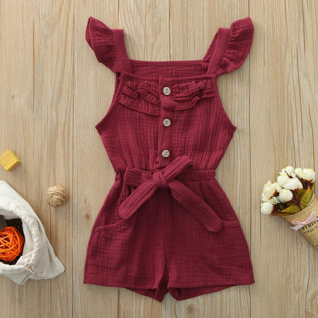 Infant Toddler Baby Kids Girl Boy Ruffle Bow Romper Jumpsuit Playsuit Outfits