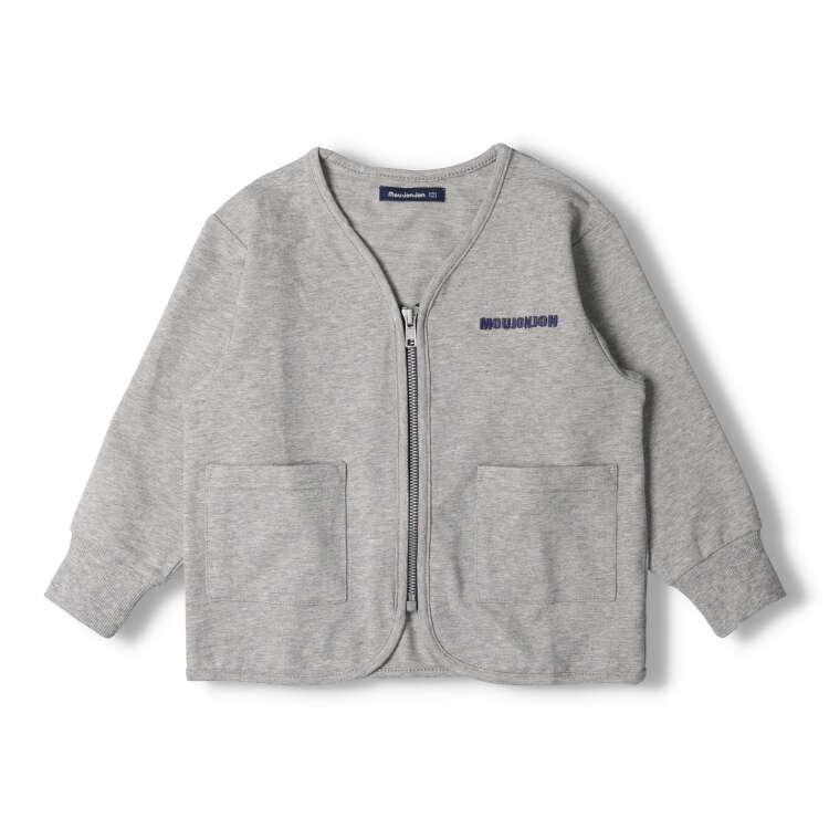 [Kinderkleidung] Moujonjon (Moujon John) Strickjacke mit Reißverschluss vorne und Stickerei 90cm-140cm M50401