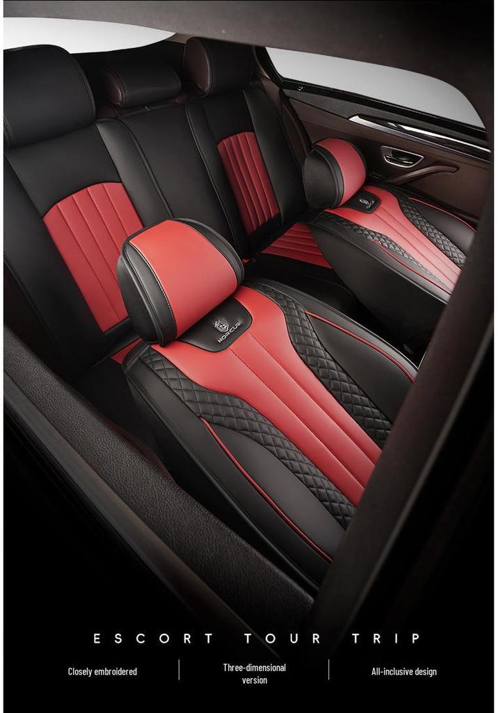 2024 Universal Full Surround Leather Car Seat Cushion Mat - All-Season Fit for Small Cars