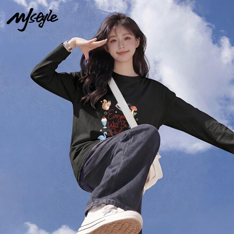 MJ Style Women s Loose-Fit Cotton Long Sleeve T-Shirt S