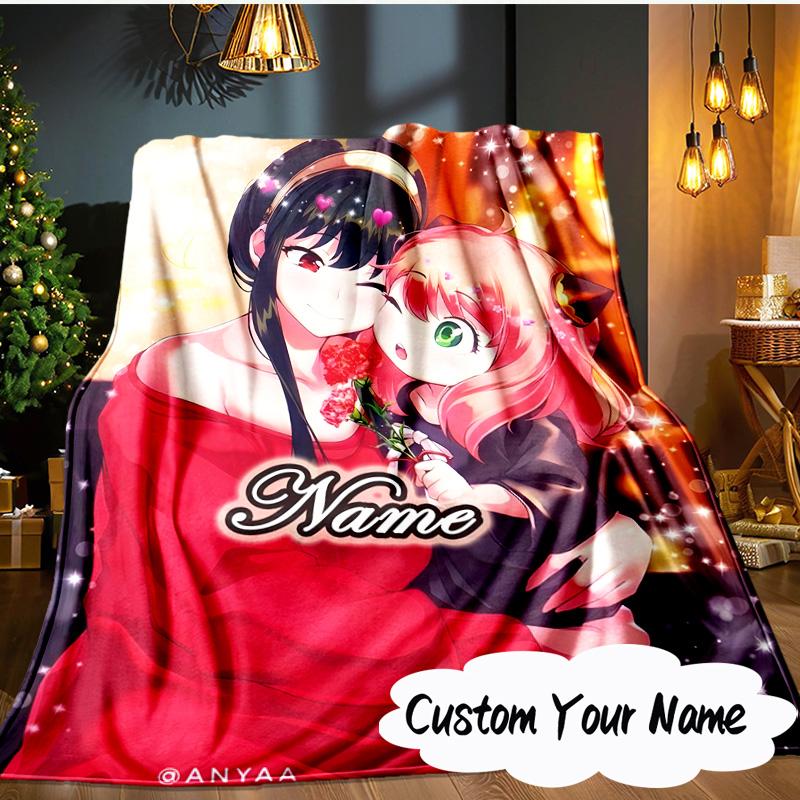 Custom Name Anya Sweet Fan Family Blanket Ideal Bedding Blanket Perfect for Travel, Camping, Living Rooms, Offices, Sofas, Fan Christmas Gift