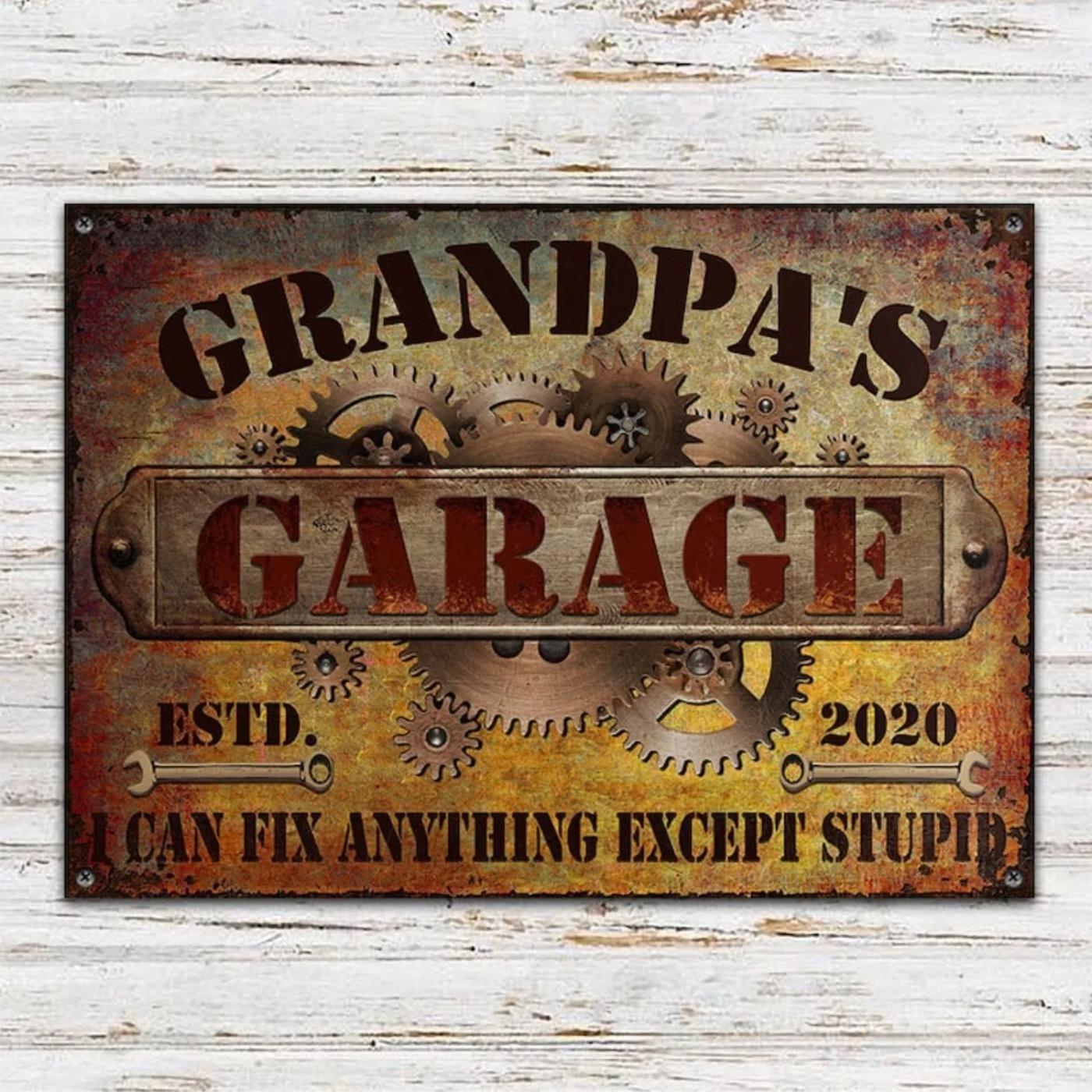 Rustic Garage Auto Mechanic Metal Sign Gift For Dad Grandpa Home Decor белый