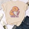 T-Shirts Cat Is Looking At The Cup Lovely Printed T Shirt For Woman Goth Korean Style Women Clothes Funny Vintage Womens Tshirt