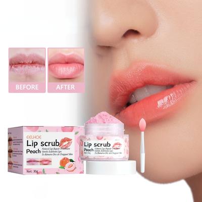 Perzik Lip Scrub om de lippen te hydrateren en te verhelderen met natuurlijke exfolianten