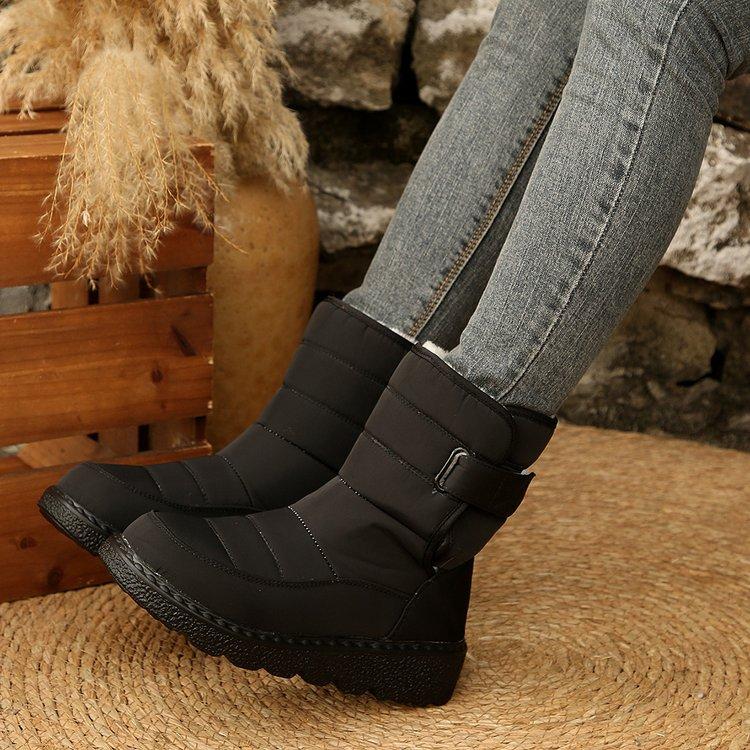 Women's large size padded thickened winter warm fur one snow boots padded lining ankle boots non-slip hiking sports cotton boots