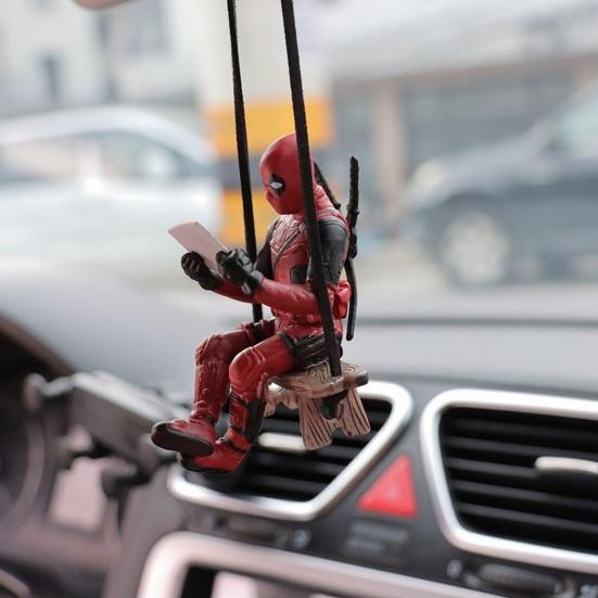 Anime Car Mirror Hanging Pendant Deadpool Ornaments Auto Functional Rear View Mirror Charm for Car Interior Decor Christmas Gift