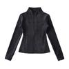 European and American style autumn and winter new solid-color coat with fleece thermal stand-up collar bottoming slim-fit top