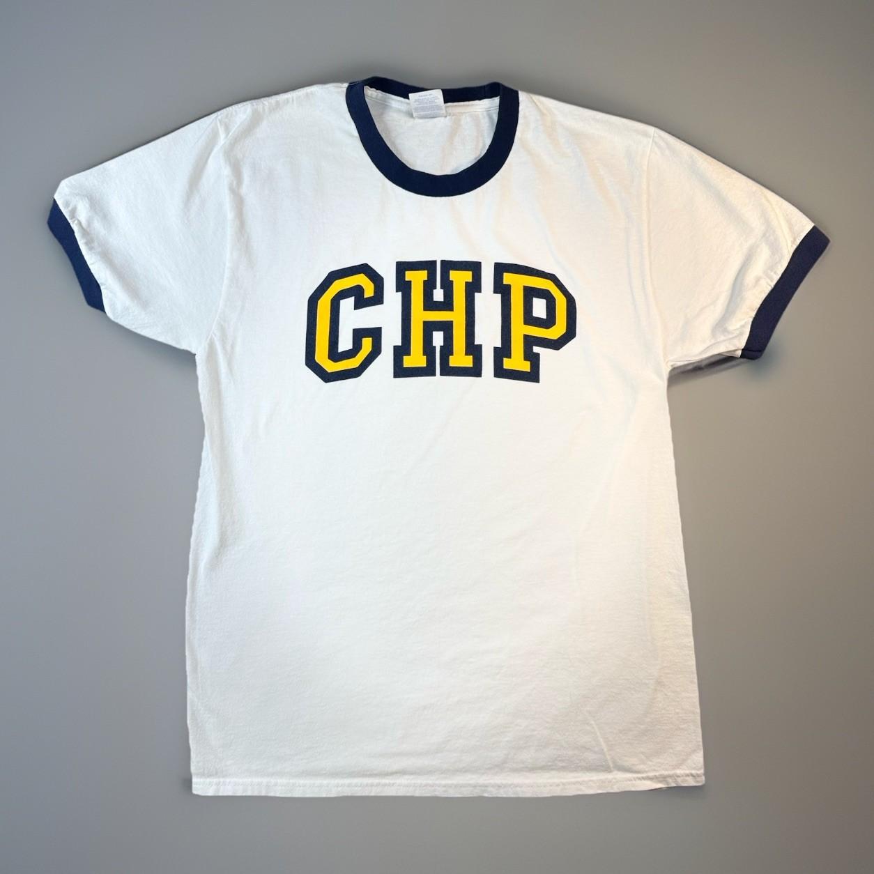 California Highway Patrol CHP Ringer T Shirt Mens Medium White Blue Graphic -753 Unisex T-Shirt L