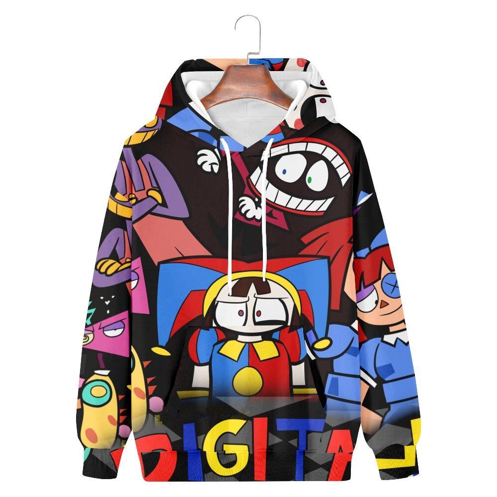 Niesamowity Cyfrowy Cyrk Bluzy Jesień Zima Długi Rękaw Unisex Harajuku Bluzy z Kapturem Streetwear Ubrania Bluza