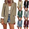 Damen Casual Langarm Revers Knopf Schlank Arbeit Büro Blazer Jacke