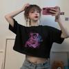 Summer Korean Version of the New Loose Short Fun Bear Print Playful Navel Short-sleeved T-shirt Top Women Ins