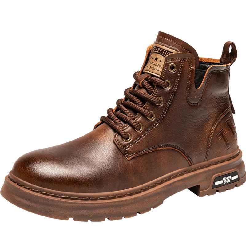 Fleece Warm Thickened Martin Boots Men's High-top Classic Shoes Fashionable and Comfortable Winter High-quality British Style Platform Boots