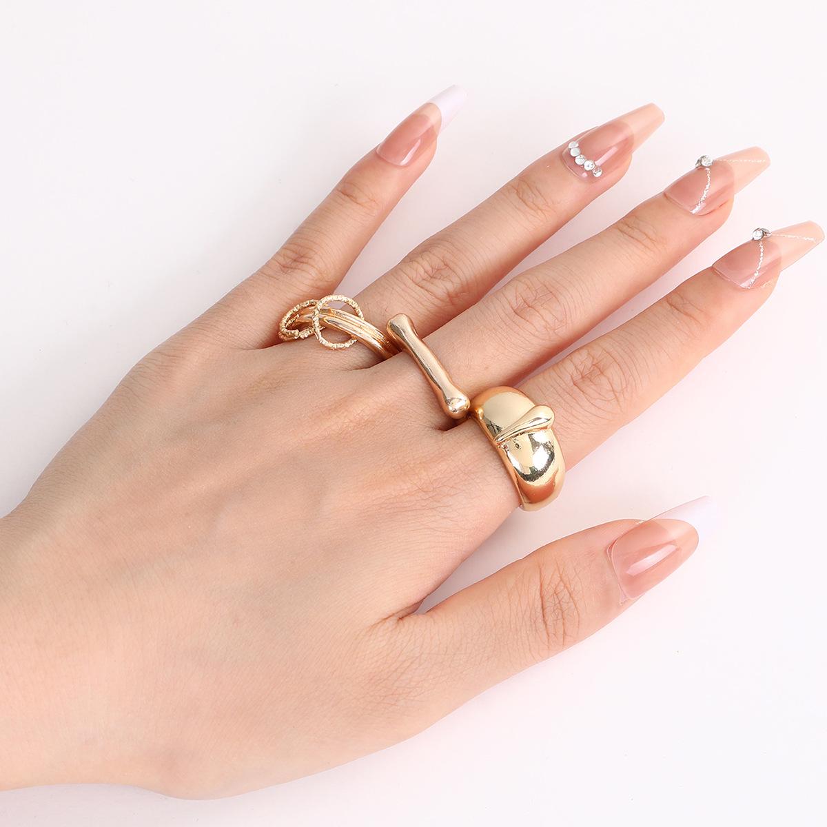 

3pcs Rings Set Women Fashion Ring Simple Gold Bone Rings