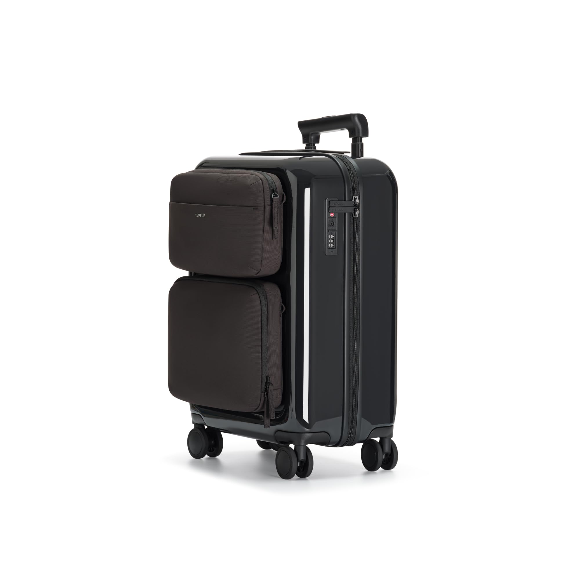 

TUPLUS 45L Carry-on Suitcase with Front Pocket, PC Construction, Quiet, Lightweight, Shockproof, Stylish, Travel, Business Trip, TSA Lockable, Black