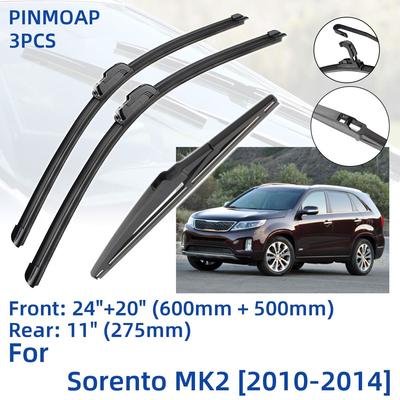 3PCS For KIA Sorento MK2 2010-2014 24" 20" 11" Front Rear Wiper Blades Windshield Windscreen Window Cutter Accessories 2010 2011 2012 2013 2014