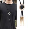 Handmade Vintage Bolo Tie Western Cowboy Leather Rope Wedding Necktie with Metal Flower Crown Stone Jewelry Necklace