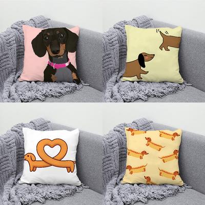 Lovely Dachshund Dog Cartoon Pillow Case Soft Cushion Cases for Farmhouse Sofa Decor Home Decorations and Protector Pillow Case