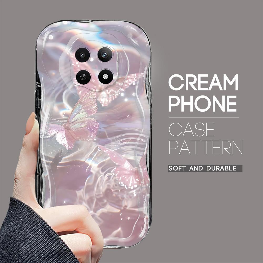Cartoon Pattern Cream Texture Casing Wavy Edge Soft Silicone Cover Phone Case for OPPO Reno Realme OnePlus Vivo