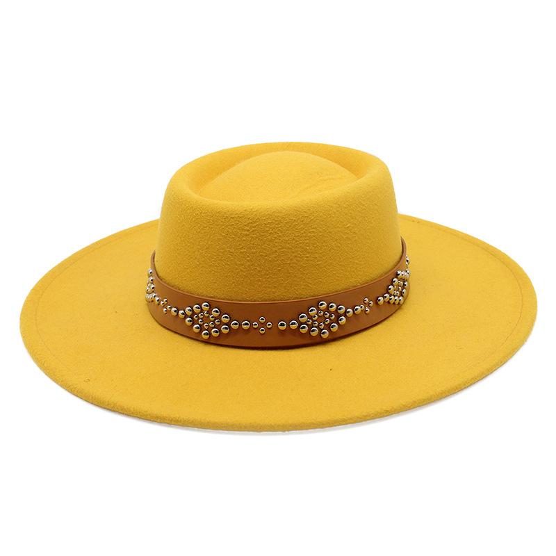 New Fedora Hats For Women 9.5cm Wide Brim Khaki Black Felted Dress Hat Panama Church Men Jazz Hat Sombreros De Mujer