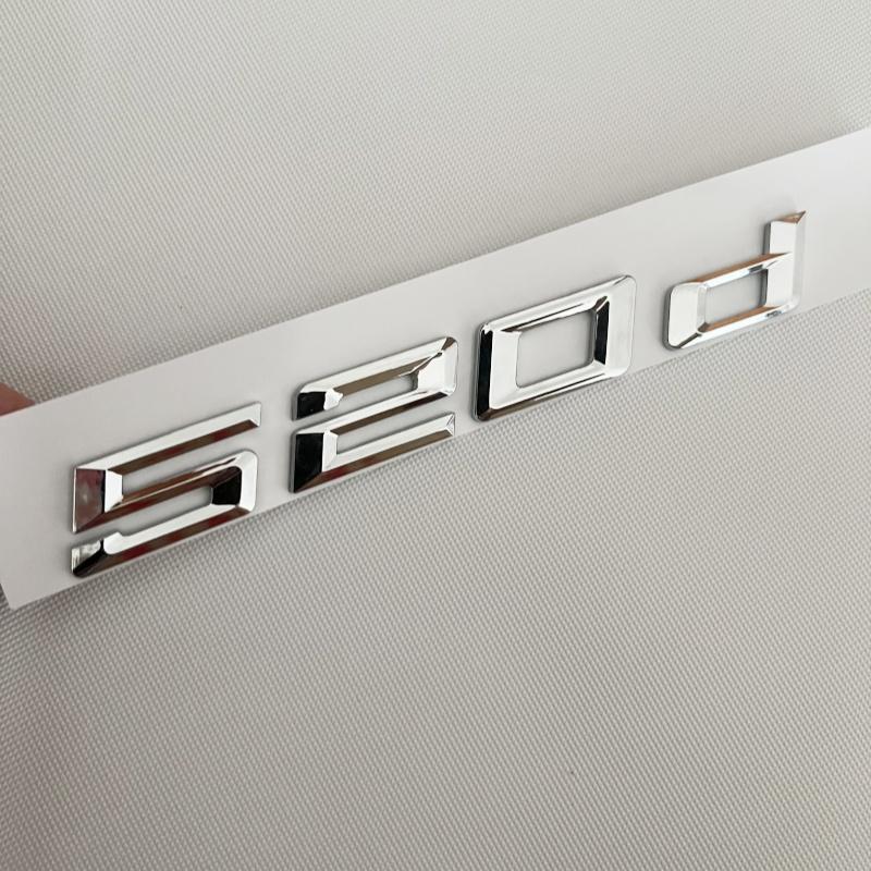 Chrome Logo 520d 530d Xdrive Emblem Stickers 3D Car Trunk Letters Badge Sticker For BMW 520d E60 E61 E39 F10 F07 G30 Accessories MP1