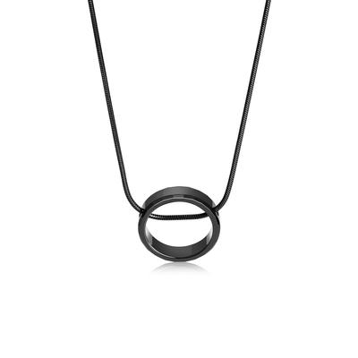 Yooping Men's Surgical Stainless Steel Necklace with Large Tungsten Pendant, Unisex, Black