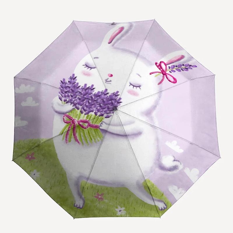 

1pc Lavender BunnyAutomatic Open/close Umbrella, 8-Rib sturdy structure, Portable Travel Umbrella, Parties, Everyday Usec36