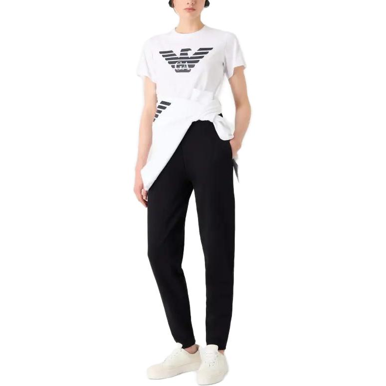 Emporio Armani Logo Print Long Sleeve Crew Neck Sweatshirt Women Sweatshirt White 8N2M9E-2J49Z-F108