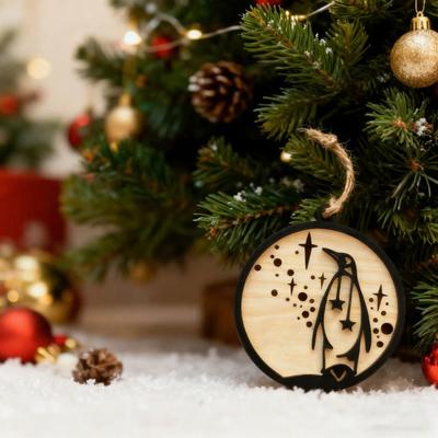 1/3/5Pcs Wooden Emperor Penguin Friendship Ornament Rustic Christmas Tree Hanging Sisterhood
